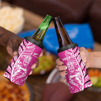New Zealand Silver Fern Rugby Custom 4 in 1 Can Cooler Tumbler All Black Maori Pattern Pink LT14 - Polynesian Pride