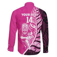 New Zealand Silver Fern Rugby Custom Family Matching Puletasi and Hawaiian Shirt All Black Maori Pattern Pink - Polynesian Pride