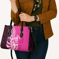 New Zealand Silver Fern Rugby Custom Leather Bag All Black Maori Pattern Pink - Polynesian Pride