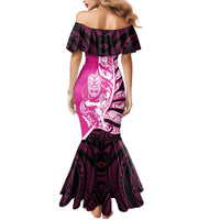 New Zealand Silver Fern Rugby Custom Mermaid Dress All Black Maori Pattern Pink LT14 - Polynesian Pride