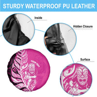 New Zealand Silver Fern Rugby Custom Spare Tire Cover All Black Maori Pattern Pink - Polynesian Pride