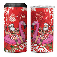 Personalized Hawaii Christmas 4 in 1 Can Cooler Tumbler Mele Kalikimaka Chilling Shaka Santa Flamingo LT14 One Size: 16 oz Red - Polynesian Pride