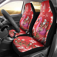 Personalized Hawaii Christmas Car Seat Cover Mele Kalikimaka Chilling Shaka Santa Flamingo LT14 - Polynesian Pride