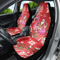 Personalized Hawaii Christmas Car Seat Cover Mele Kalikimaka Chilling Shaka Santa Flamingo LT14 - Polynesian Pride
