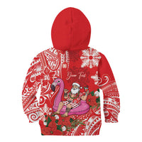 Personalized Hawaii Christmas Kid Hoodie Mele Kalikimaka Chilling Shaka Santa Flamingo LT14 - Polynesian Pride