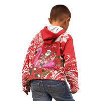 Personalized Hawaii Christmas Kid Hoodie Mele Kalikimaka Chilling Shaka Santa Flamingo LT14 - Polynesian Pride