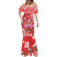 Personalized Hawaii Christmas Mermaid Dress Mele Kalikimaka Chilling Shaka Santa Flamingo LT14 - Polynesian Pride