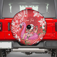 Personalized Hawaii Christmas Spare Tire Cover Mele Kalikimaka Chilling Shaka Santa Flamingo LT14 - Polynesian Pride