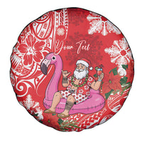 Personalized Hawaii Christmas Spare Tire Cover Mele Kalikimaka Chilling Shaka Santa Flamingo LT14 - Polynesian Pride