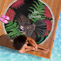 Meri Kirihimete New Zealand Beach Blanket Piwakawaka Koru Fern Mix Pohutukawa LT14 - Polynesian Pride