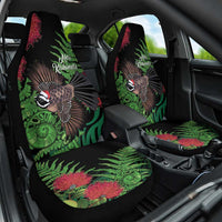 Meri Kirihimete New Zealand Car Seat Cover Piwakawaka Koru Fern Mix Pohutukawa LT14 One Size Black - Polynesian Pride