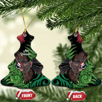 Meri Kirihimete New Zealand Ceramic Ornament Piwakawaka Koru Fern Mix Pohutukawa LT14 Christmas Tree Black - Polynesian Pride