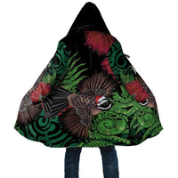 Meri Kirihimete New Zealand Cloak Piwakawaka Koru Fern Mix Pohutukawa LT14 Unisex Black - Polynesian Pride