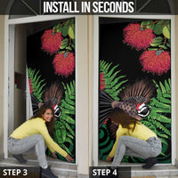 Meri Kirihimete New Zealand Door Cover Piwakawaka Koru Fern Mix Pohutukawa LT14 - Polynesian Pride