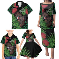 Meri Kirihimete New Zealand Family Matching Puletasi and Hawaiian Shirt Piwakawaka Koru Fern Mix Pohutukawa LT14 - Polynesian Pride