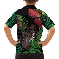 Meri Kirihimete New Zealand Kid Hawaiian Shirt Piwakawaka Koru Fern Mix Pohutukawa LT14 - Polynesian Pride