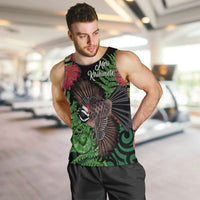 Meri Kirihimete New Zealand Men Tank Top Piwakawaka Koru Fern Mix Pohutukawa LT14 Black - Polynesian Pride