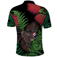 Meri Kirihimete New Zealand Polo Shirt Piwakawaka Koru Fern Mix Pohutukawa LT14 - Polynesian Pride