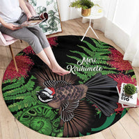 Meri Kirihimete New Zealand Round Carpet Piwakawaka Koru Fern Mix Pohutukawa LT14 - Polynesian Pride