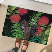 Meri Kirihimete New Zealand Rubber Doormat Piwakawaka Koru Fern Mix Pohutukawa LT14 - Polynesian Pride