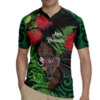 Meri Kirihimete New Zealand Rugby Jersey Piwakawaka Koru Fern Mix Pohutukawa LT14 - Polynesian Pride