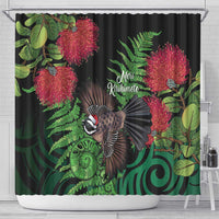 Meri Kirihimete New Zealand Shower Curtain Piwakawaka Koru Fern Mix Pohutukawa LT14 - Polynesian Pride