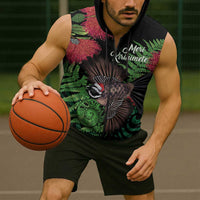 Meri Kirihimete New Zealand Sleeveless Zip Hoodie Piwakawaka Koru Fern Mix Pohutukawa LT14 - Polynesian Pride