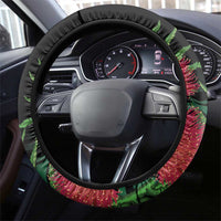 Meri Kirihimete New Zealand Steering Wheel Cover Piwakawaka Koru Fern Mix Pohutukawa LT14 - Polynesian Pride