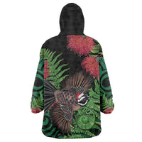 Meri Kirihimete New Zealand Wearable Blanket Hoodie Piwakawaka Koru Fern Mix Pohutukawa LT14 - Polynesian Pride