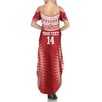 Custom Tonga Mate Maa Family Matching Summer Maxi Dress and Hawaiian Shirt Go Champions Tongan Ngatu - Red LT14 - Polynesian Pride