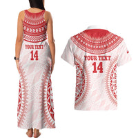 Custom Tonga Mate Maa Couples Matching Tank Maxi Dress and Hawaiian Shirt Go Champions Tongan Ngatu - White LT14 - Polynesian Pride