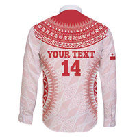 Custom Tonga Mate Maa Family Matching Long Sleeve Bodycon Dress and Hawaiian Shirt Go Champions Tongan Ngatu - White LT14 - Polynesian Pride