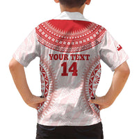 Custom Tonga Mate Maa Family Matching Puletasi and Hawaiian Shirt Go Champions Tongan Ngatu - White LT14 - Polynesian Pride