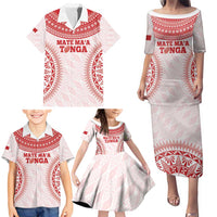 Custom Tonga Mate Maa Family Matching Puletasi and Hawaiian Shirt Go Champions Tongan Ngatu - White LT14 - Polynesian Pride
