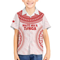 Custom Tonga Mate Maa Family Matching Puletasi and Hawaiian Shirt Go Champions Tongan Ngatu - White LT14 Son's Shirt White - Polynesian Pride