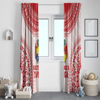Custom Tonga Mate Maa Window Curtain Go Champions Tongan Ngatu - White