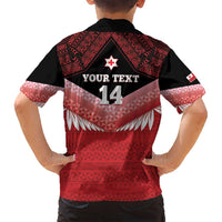 Custom Mate Maa Tonga XIII Family Matching Off Shoulder Short Dress and Hawaiian Shirt Tongan Kupesi Ngatu - Rugby Style LT14 - Polynesian Pride