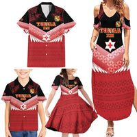 Custom Mate Maa Tonga XIII Family Matching Summer Maxi Dress and Hawaiian Shirt Tongan Kupesi Ngatu - Rugby Style LT14 - Polynesian Pride
