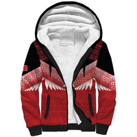 Custom Mate Maa Tonga XIII Sherpa Hoodie Tongan Kupesi Ngatu - Rugby Style LT14 Unisex Red - Polynesian Pride