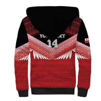 Custom Mate Maa Tonga XIII Sherpa Hoodie Tongan Kupesi Ngatu - Rugby Style LT14 - Polynesian Pride