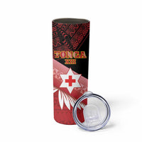 Personalised Mate Maa Tonga XIII Skinny Tumbler Tongan Kupesi Ngatu - Rugby Style LT14 - Polynesian Pride