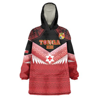 Custom Mate Maa Tonga XIII Wearable Blanket Hoodie Tongan Kupesi Ngatu - Rugby Style LT14 One Size Red - Polynesian Pride