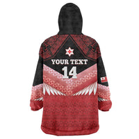 Custom Mate Maa Tonga XIII Wearable Blanket Hoodie Tongan Kupesi Ngatu - Rugby Style LT14 - Polynesian Pride