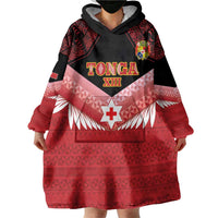 Custom Mate Maa Tonga XIII Wearable Blanket Hoodie Tongan Kupesi Ngatu - Rugby Style LT14 - Polynesian Pride