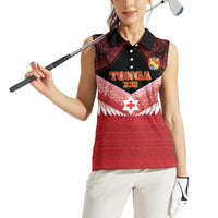 Custom Mate Maa Tonga XIII Women Sleeveless Polo Shirt Tongan Kupesi Ngatu - Rugby Style LT14 - Polynesian Pride
