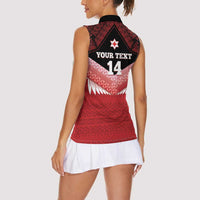 Custom Mate Maa Tonga XIII Women Sleeveless Polo Shirt Tongan Kupesi Ngatu - Rugby Style LT14 - Polynesian Pride