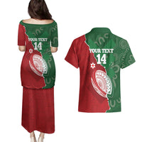 Custom Tonga And Australia Rugby Couples Matching Puletasi and Hawaiian Shirt Mate Maa Tongan Ngatu Mix Kangaroos Aboriginal LT14 - Polynesian Pride