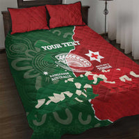 Custom Tonga And Australia Rugby Quilt Bed Set Mate Maa Tongan Ngatu Mix Kangaroos Aboriginal