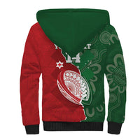 Custom Tonga And Australia Rugby Sherpa Hoodie Mate Maa Tongan Ngatu Mix Kangaroos Aboriginal LT14 - Polynesian Pride