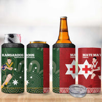 Personalised Mate Maa Tonga And Kangaroo Australia 4 in 1 Can Cooler Tumbler Tongan Kupesi Mix Aboriginal Art LT14 - Polynesian Pride